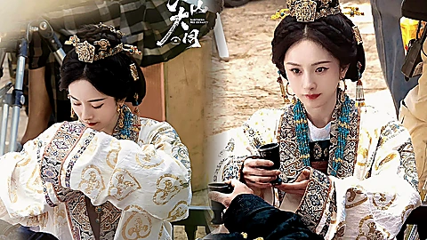 杨幂穿浅色古造型焦点